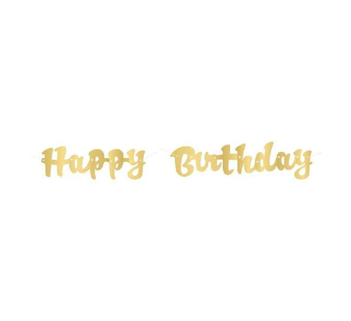 Golden Script Happy Birthday Banner 3.5ft | Merthyr Tydfil | Why Not Shop Online