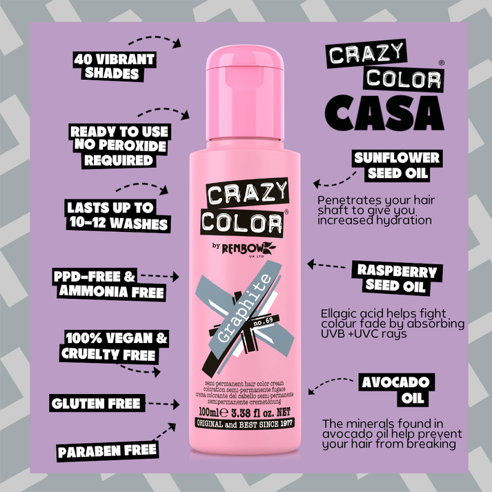 Crazy Color Graphite Semi-Permanent Hair Dye 100ml