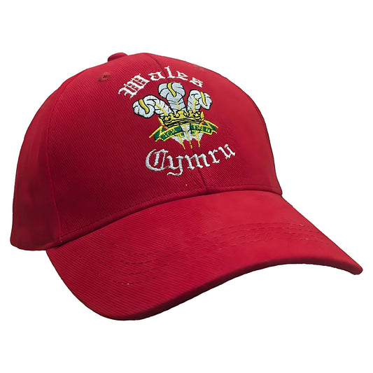 Welsh Three Feathers Baseball Caps Red One Size | Merthyr Tydfil | Why Not Shop Online