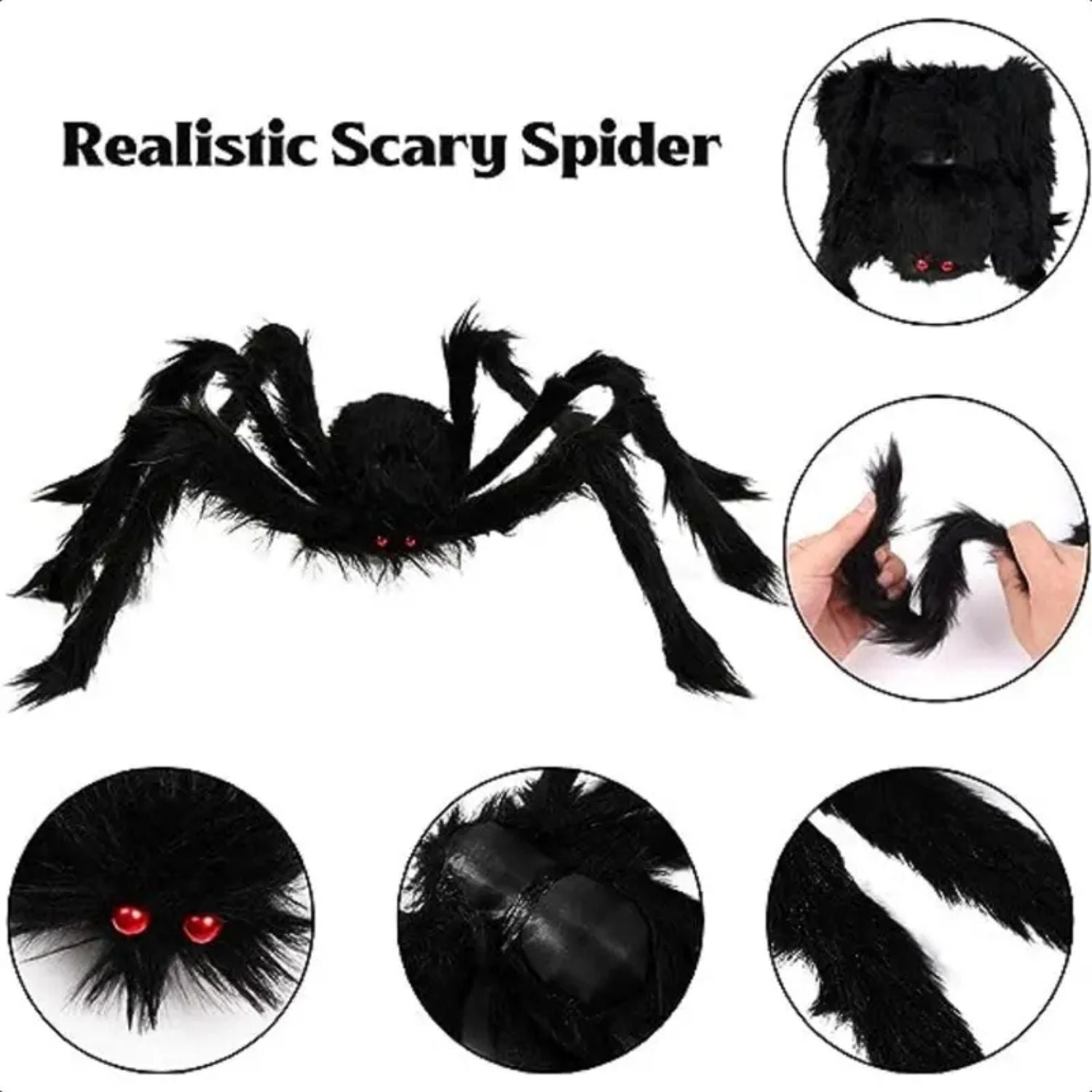 Halloween Decor Hairy Spider Realistic Giant Scary Spider Props Decoration 125cm/49in | Why Not Shop