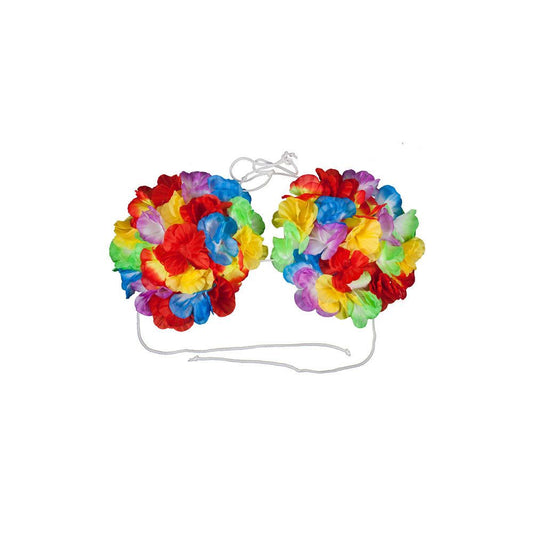 Hawaiian Multi-Coloured Flower Fancy Dress Bra - 15cm | Why Not Shop