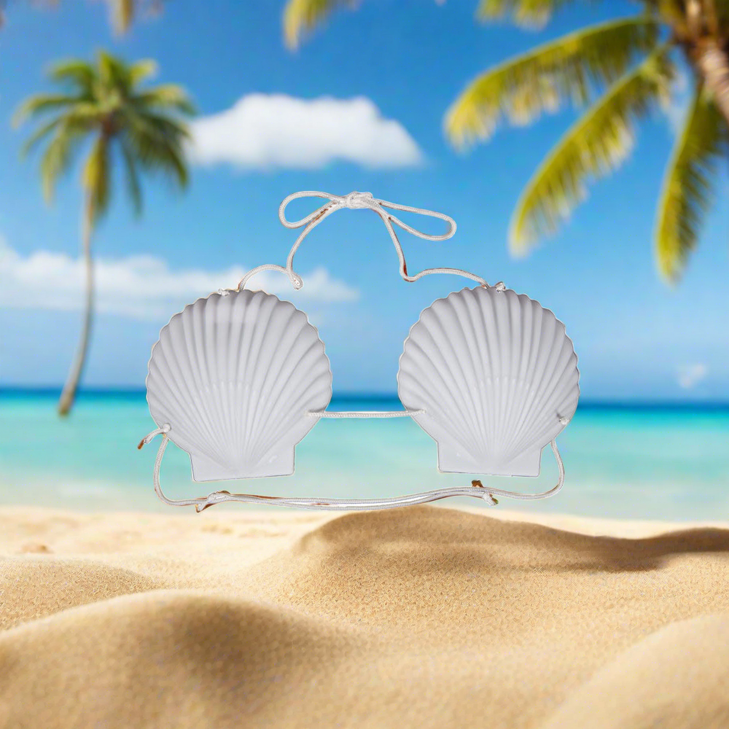 Hawaiian White Sea Shell Fancy Dress Bra | Merthyr Tydfil | Why Not Shop Online