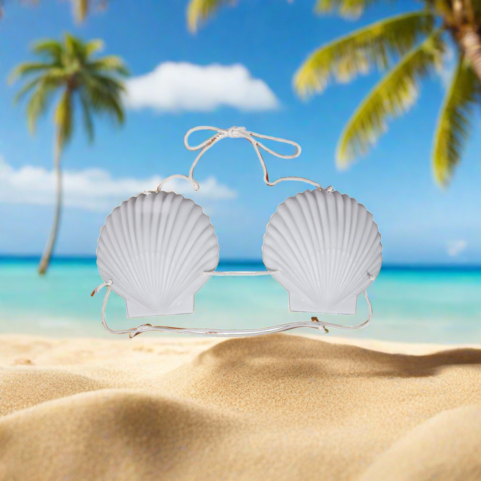 Hawaiian White Sea Shell Fancy Dress Bra | Merthyr Tydfil | Why Not Shop Online