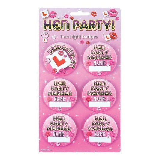 Hen Night Party Bachelorette Badges Pack of 6 | Why Not Shop