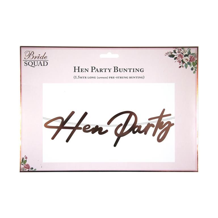 Hen Party Rose Gold Banner 1.5M Pre-Strung Bunting | Why Not Shop