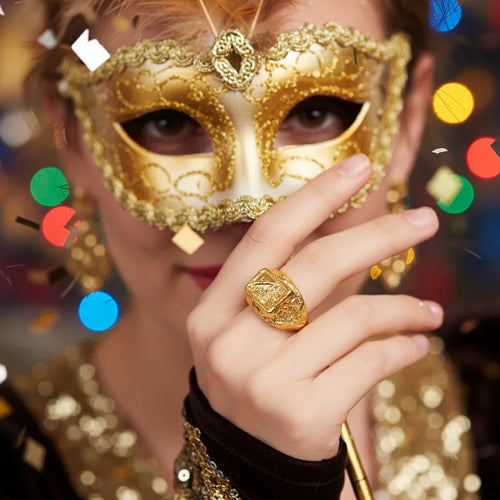 Henbrandt Gold Bling Ring - Luxury Statement Piece for Fancy Dress - Why Not Shop