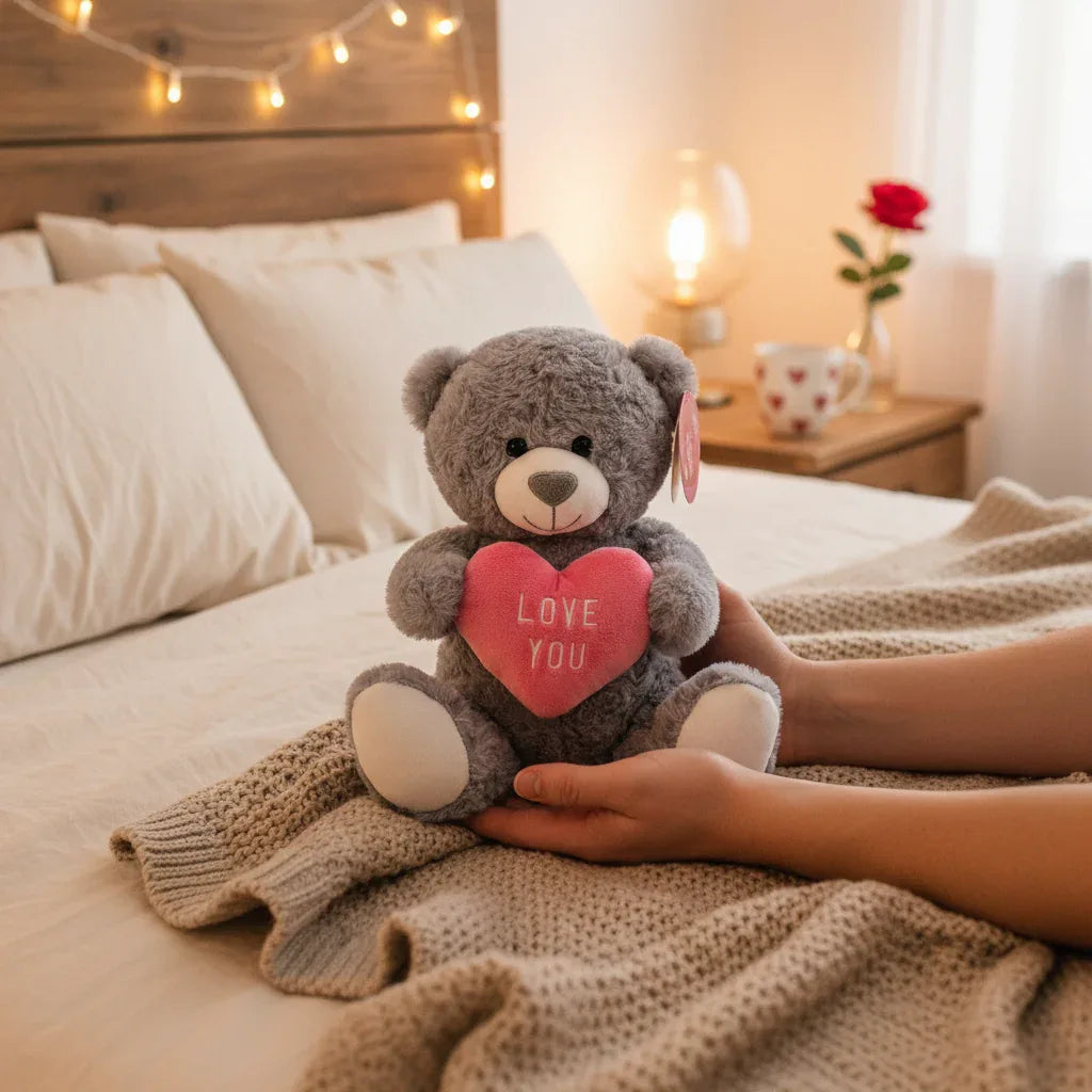 I Love You Heart Grey Bear 25cm - Why Not Shop