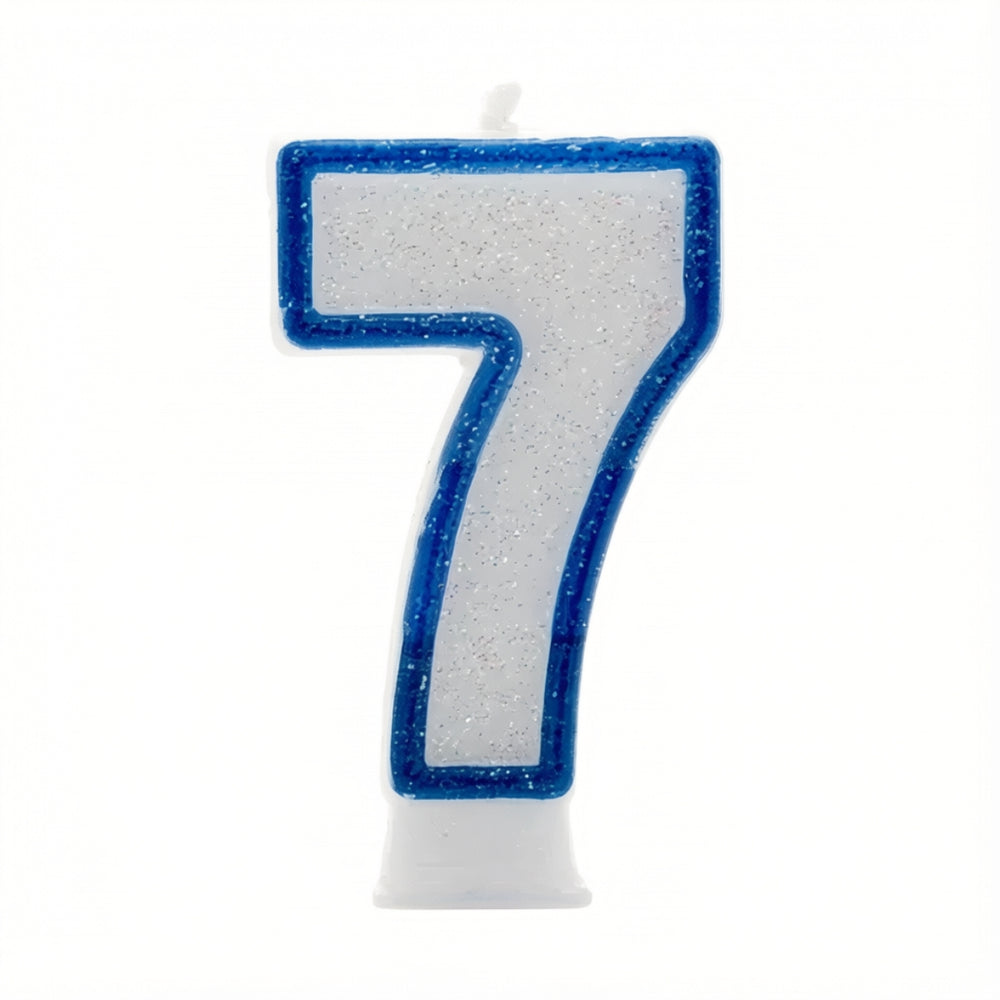 Blue Coloured Number 7 Candle
