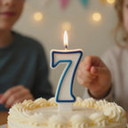 Blue Coloured Number 7 Candle