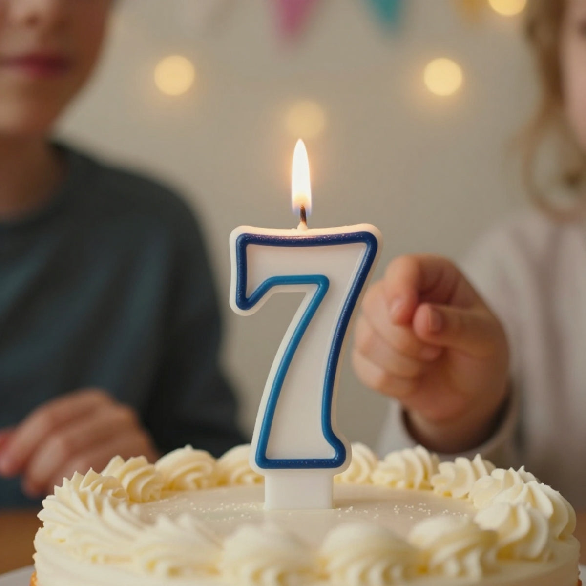Blue Coloured Number 7 Candle