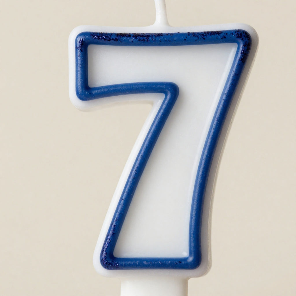 Blue Coloured Number 7 Candle