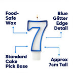 Blue Coloured Number 7 Candle