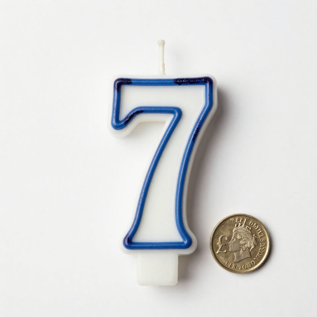 Blue Coloured Number 7 Candle