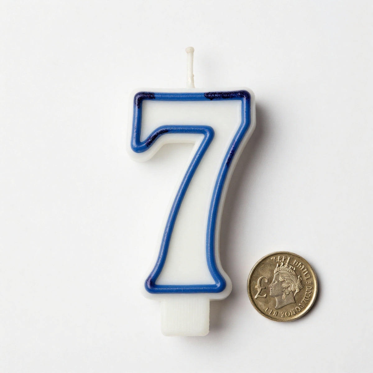 Blue Coloured Number 7 Candle