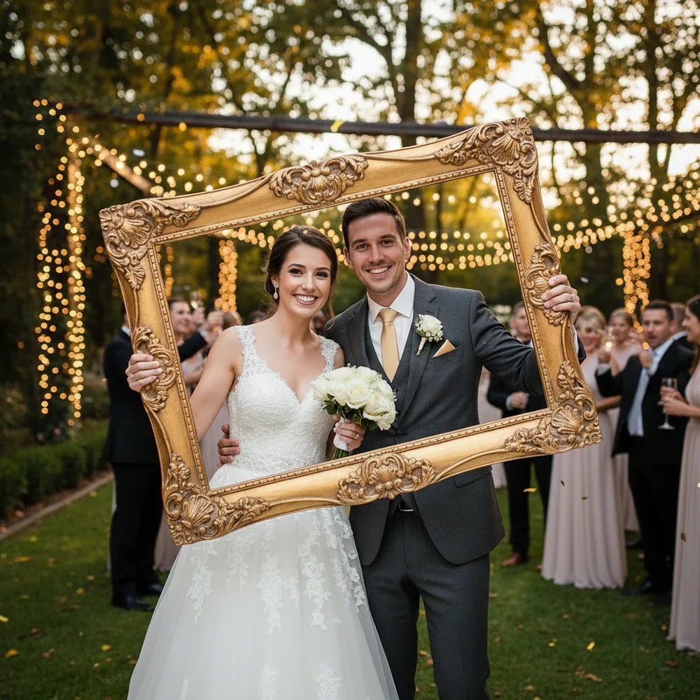 Henbrandt Large Gold Inflatable Photo Frame - 60x80cm Party Backdrop - Why Not Shop