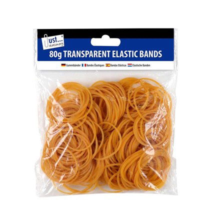 Just Stationery - Transparent Elastic Bands 80gm. | Merthyr Tydfil | Why Not Shop Online
