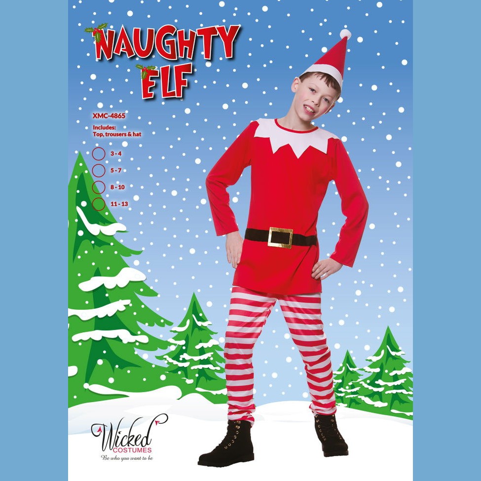 Kids' Santa's Naughty Elf Costume: Festive Red & White S, M | Merthyr Tydfil | Why Not Shop Online