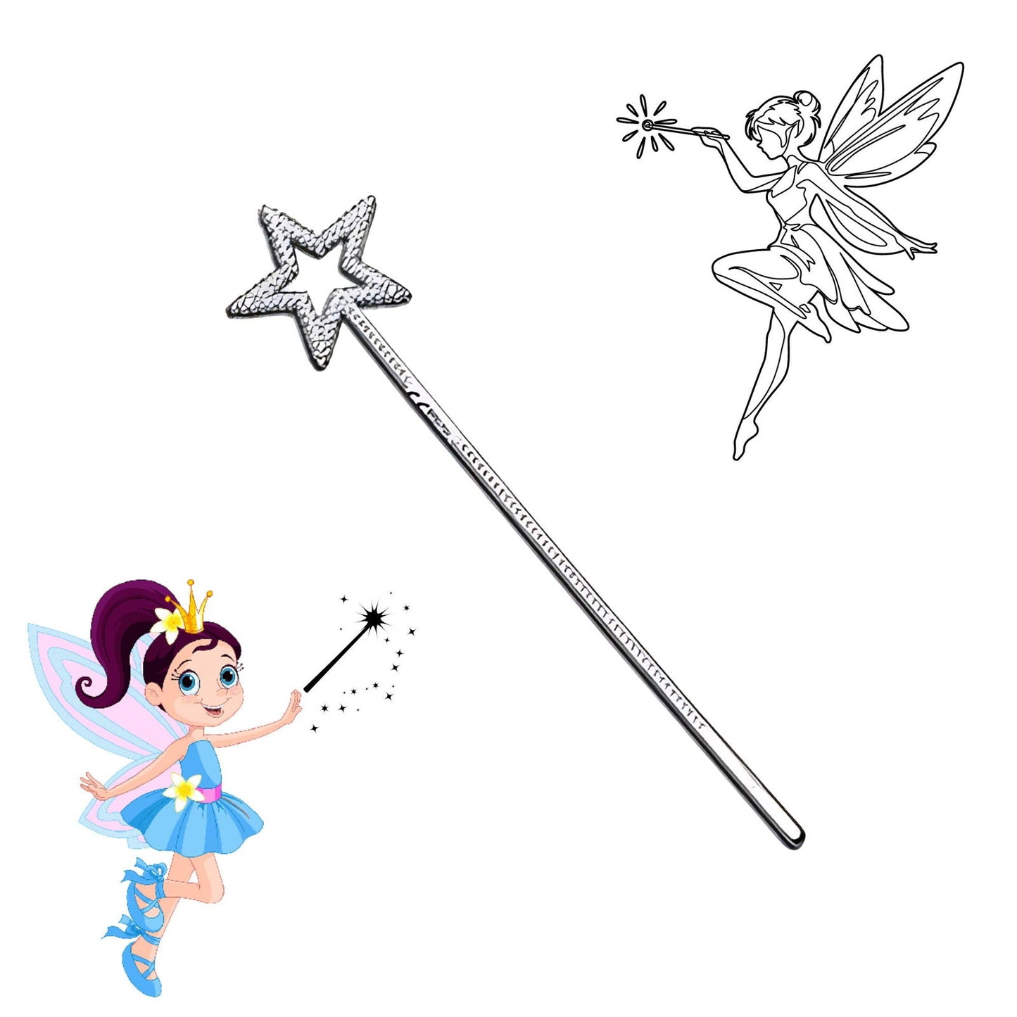 Large Girls Fairy Wands Silver Plastic | Merthyr Tydfil | Why Not Shop Online