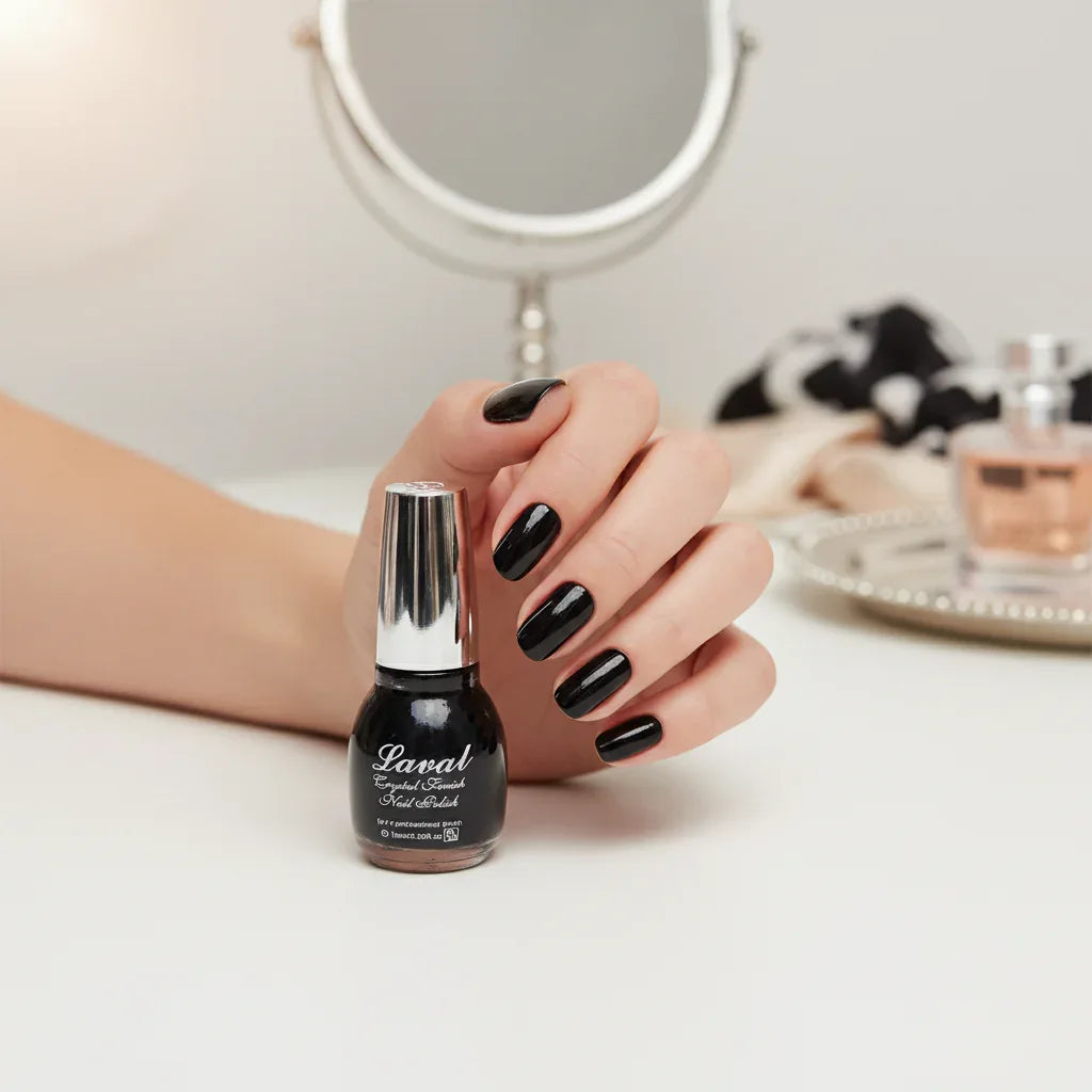 Laval Crystal Finish Nail Polish Black - Why Not Shop
