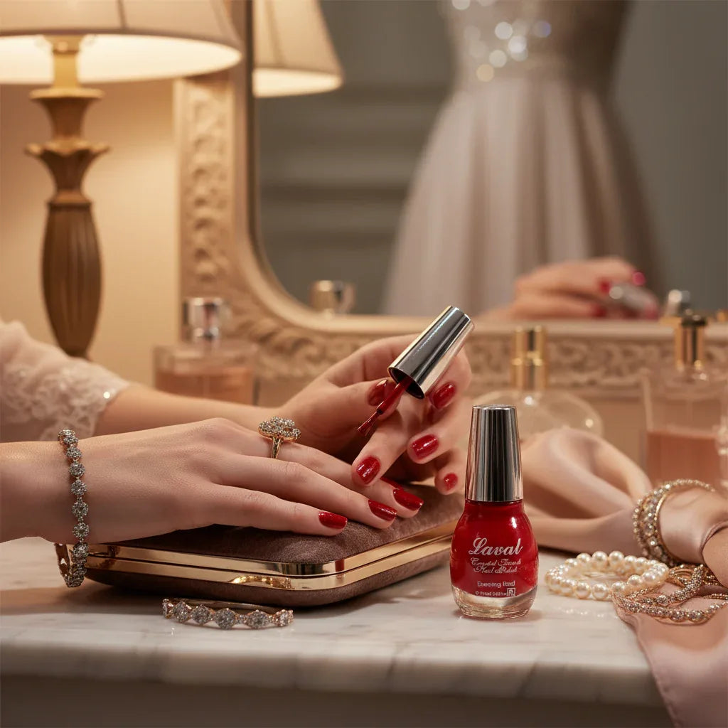 Laval Crystal Finish Nail Polish Evening Red - Why Not Shop