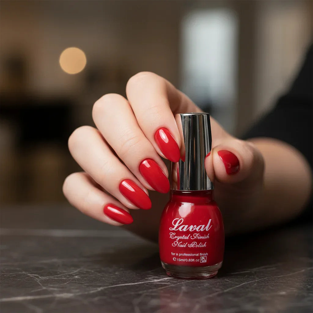 Laval Crystal Finish Nail Polish Flame Red - Why Not Shop