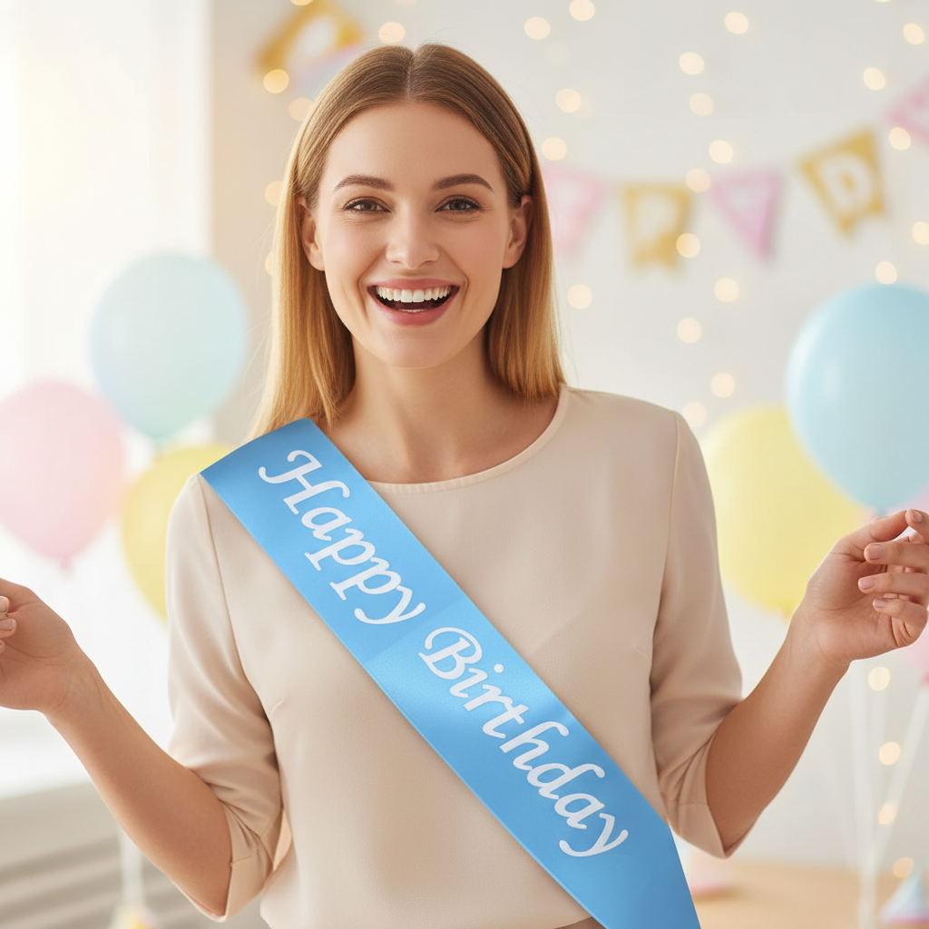 Light Blue Happy Birthday Sash | Merthyr Tydfil | Why Not Shop Online