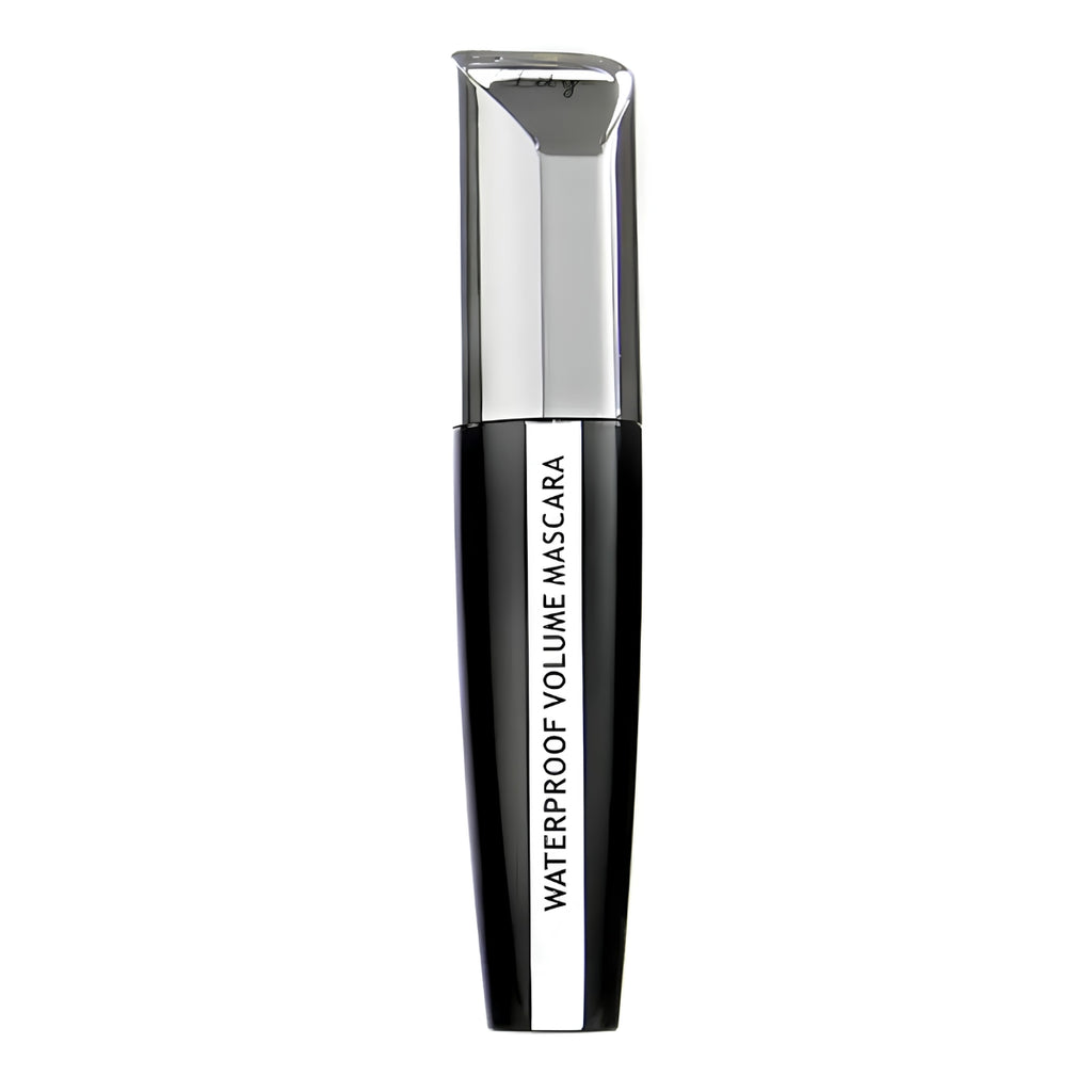 A single tube of Waterproof Volume Mascara with a sleek black and silver design, shown vertically against a plain white background.