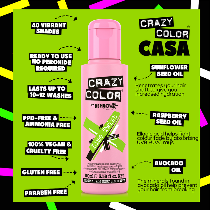 Crazy Color Lime Twist Semi-Permanent Hair Dye 100ml