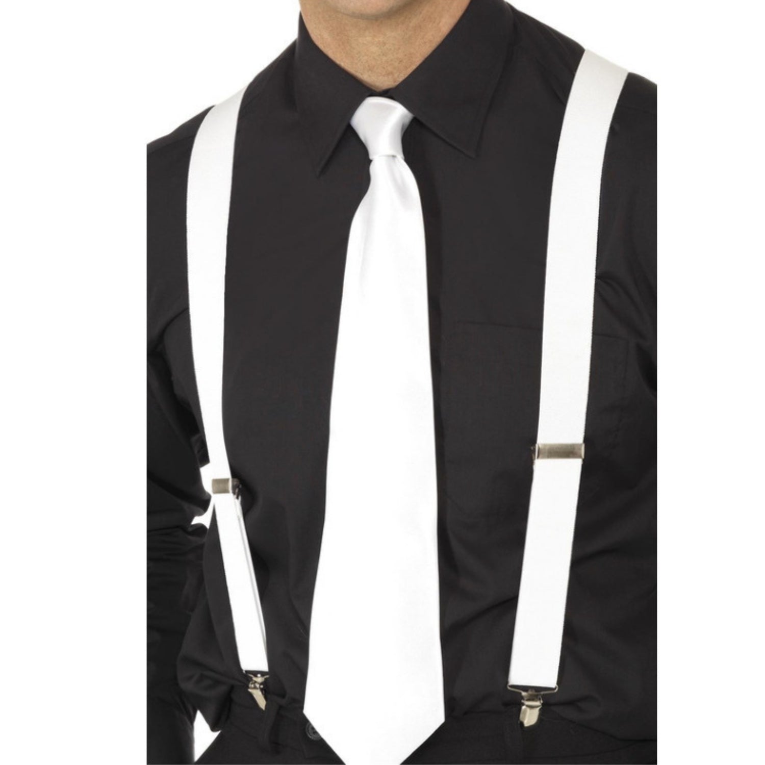 Mens White Elasticated Braces | Why Not Shop
