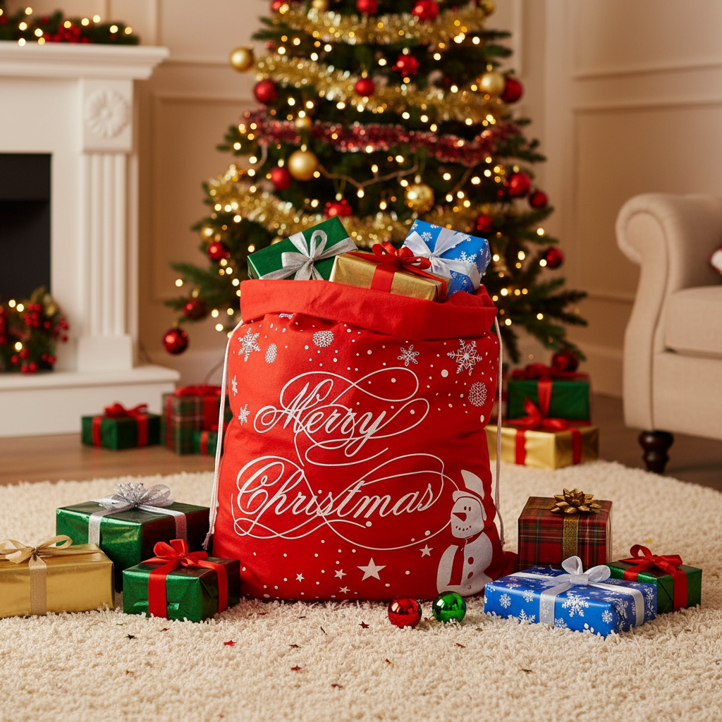 Merry Christmas Santa Sack Red And White 60x45cm | Merthyr Tydfil | Why Not Shop Online