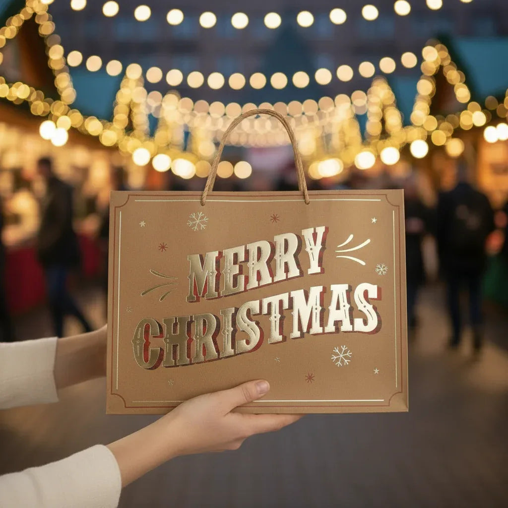 Merry Xmas Brown Kraft XL Shopper - Why Not Shop