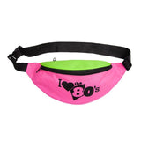 Multi-Coloured Neon Bum Bag - I Love The 80's, With 2 Zips & Adjustable Strap | Why Not Shop