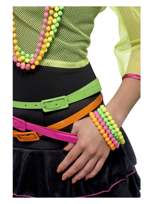 Neon 80s Beaded Bracelets Pack of 4