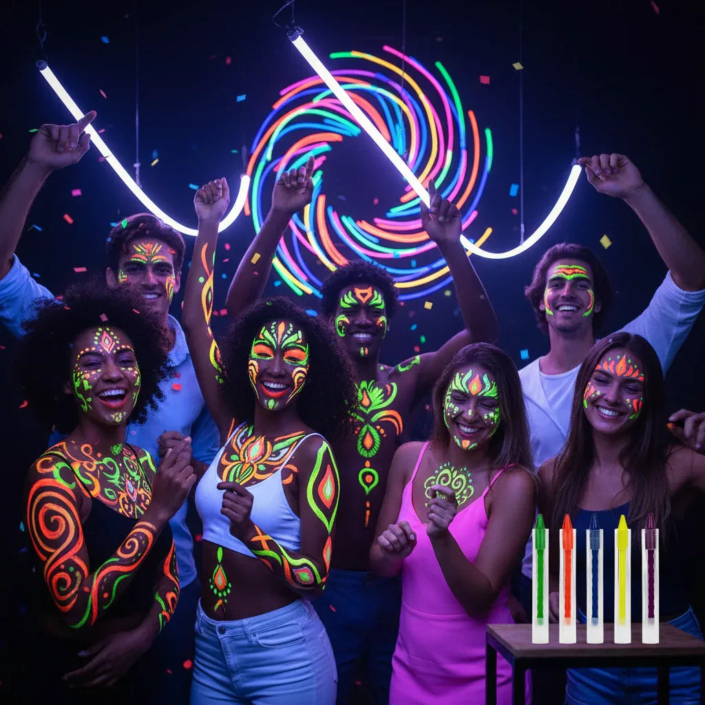 Neon UV Light Face And Body Painting Crayons Pack Of 6 - Why Not Shop