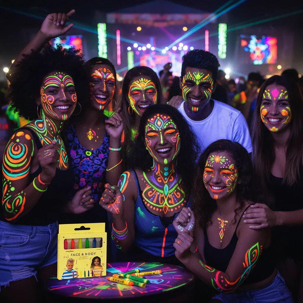 Neon UV Light Face And Body Painting Crayons Pack Of 6 - Why Not Shop