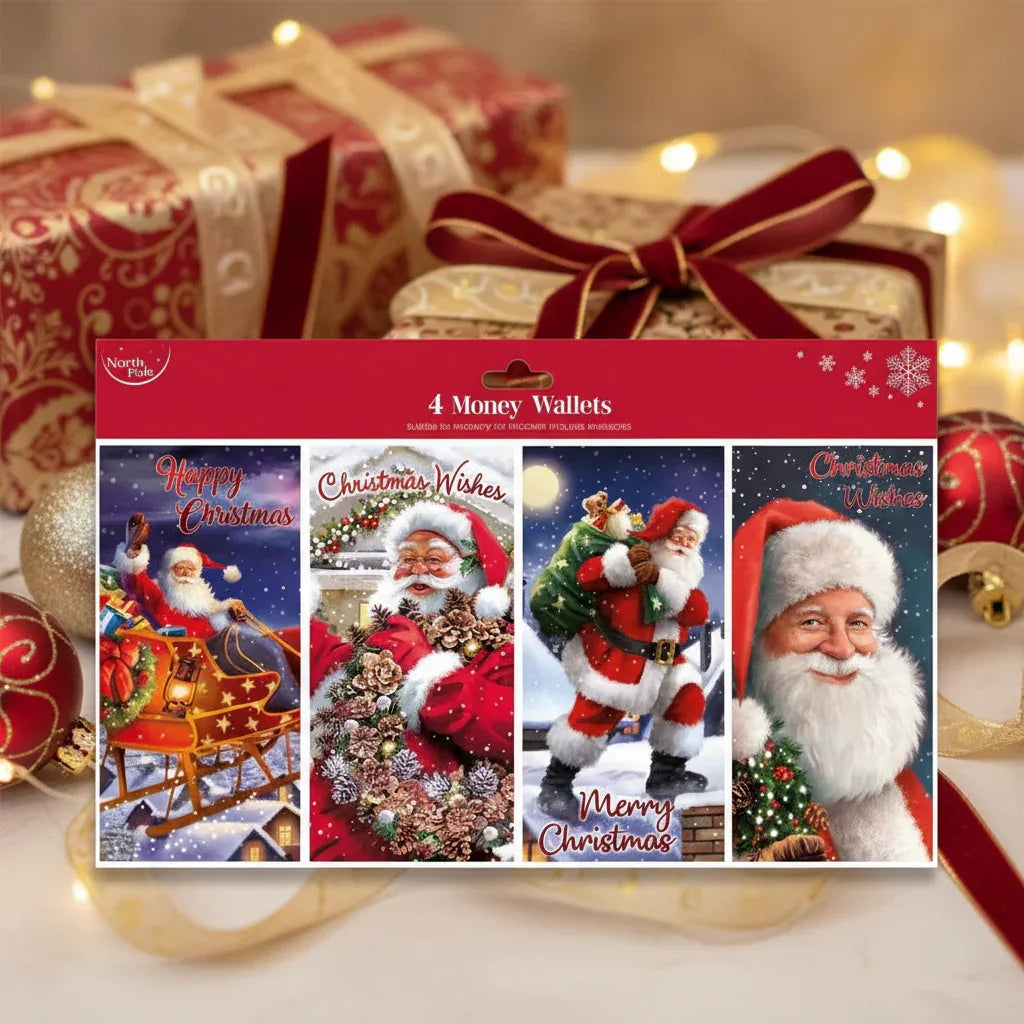 North Pole Christmas Money Wallets - Festive Pack of 4 - Why Not Shop