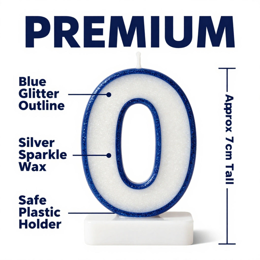 Blue Coloured Number 0 Candle