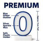 Blue Coloured Number 0 Candle
