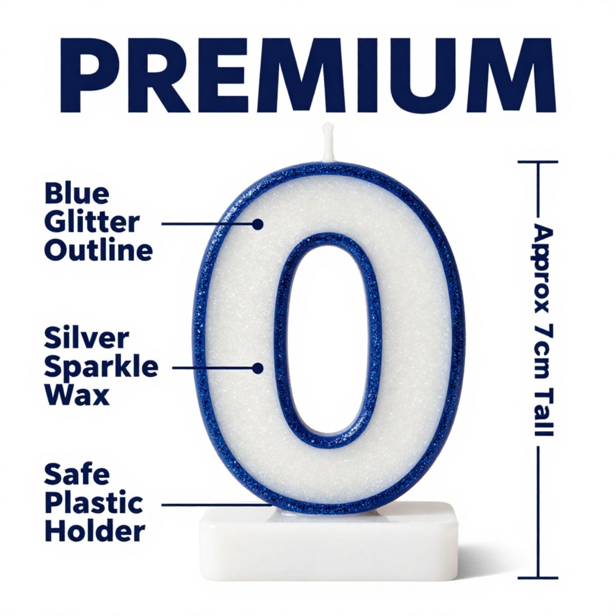 Blue Coloured Number 0 Candle
