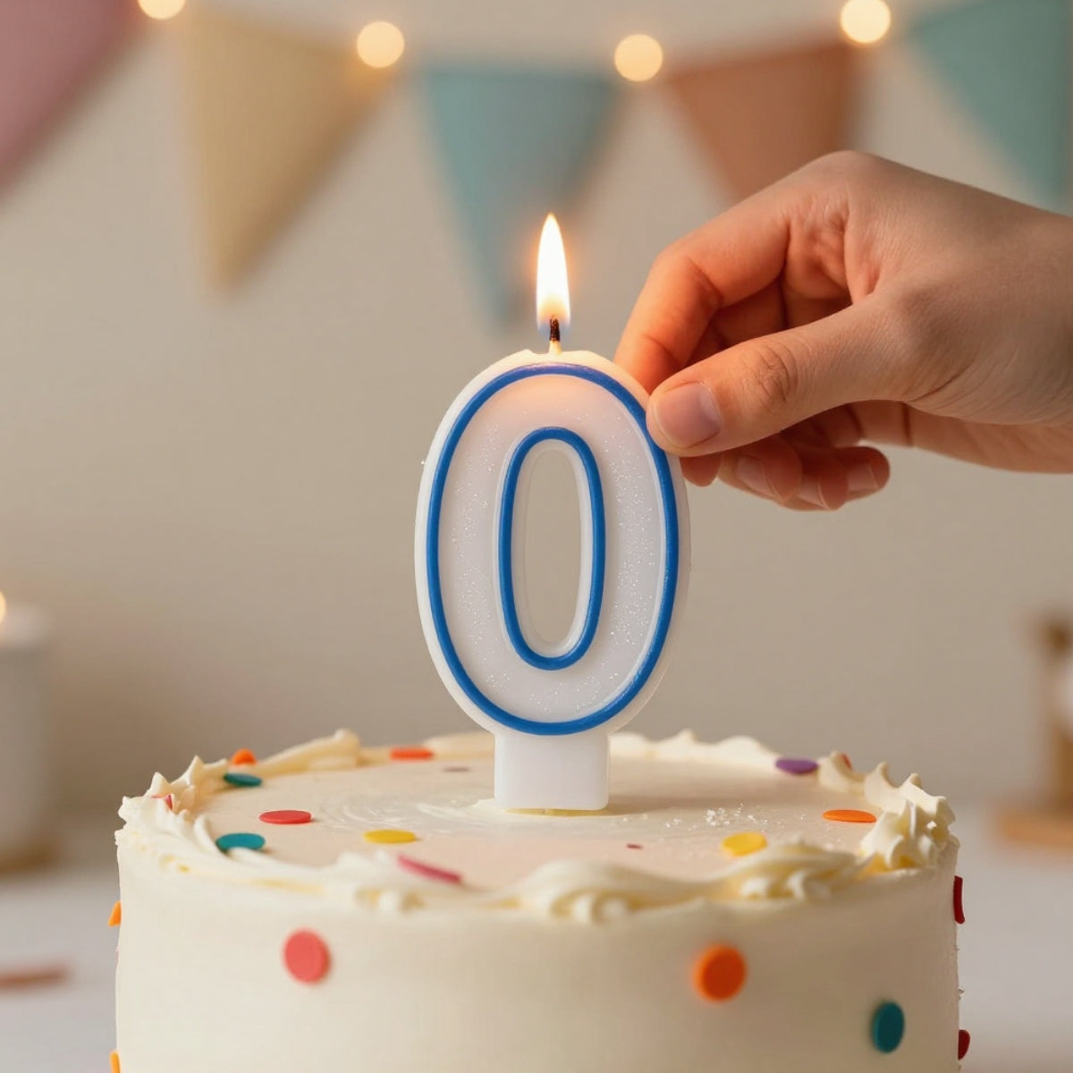 Blue Coloured Number 0 Candle
