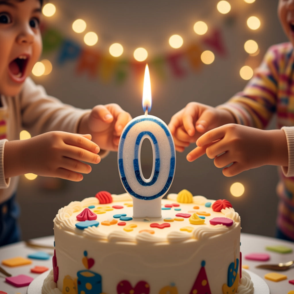 Blue Coloured Number 0 Candle