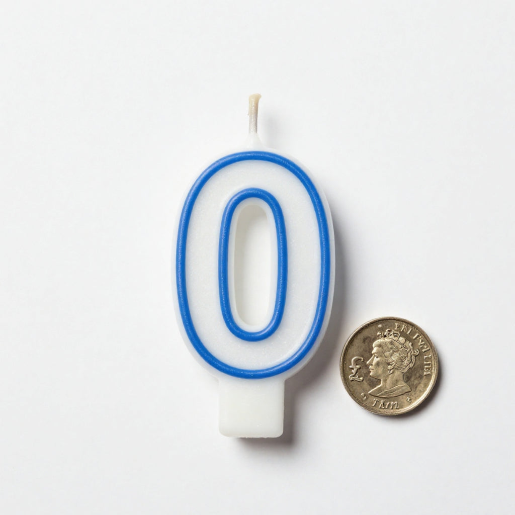 Blue Coloured Number 0 Candle