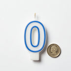 Blue Coloured Number 0 Candle