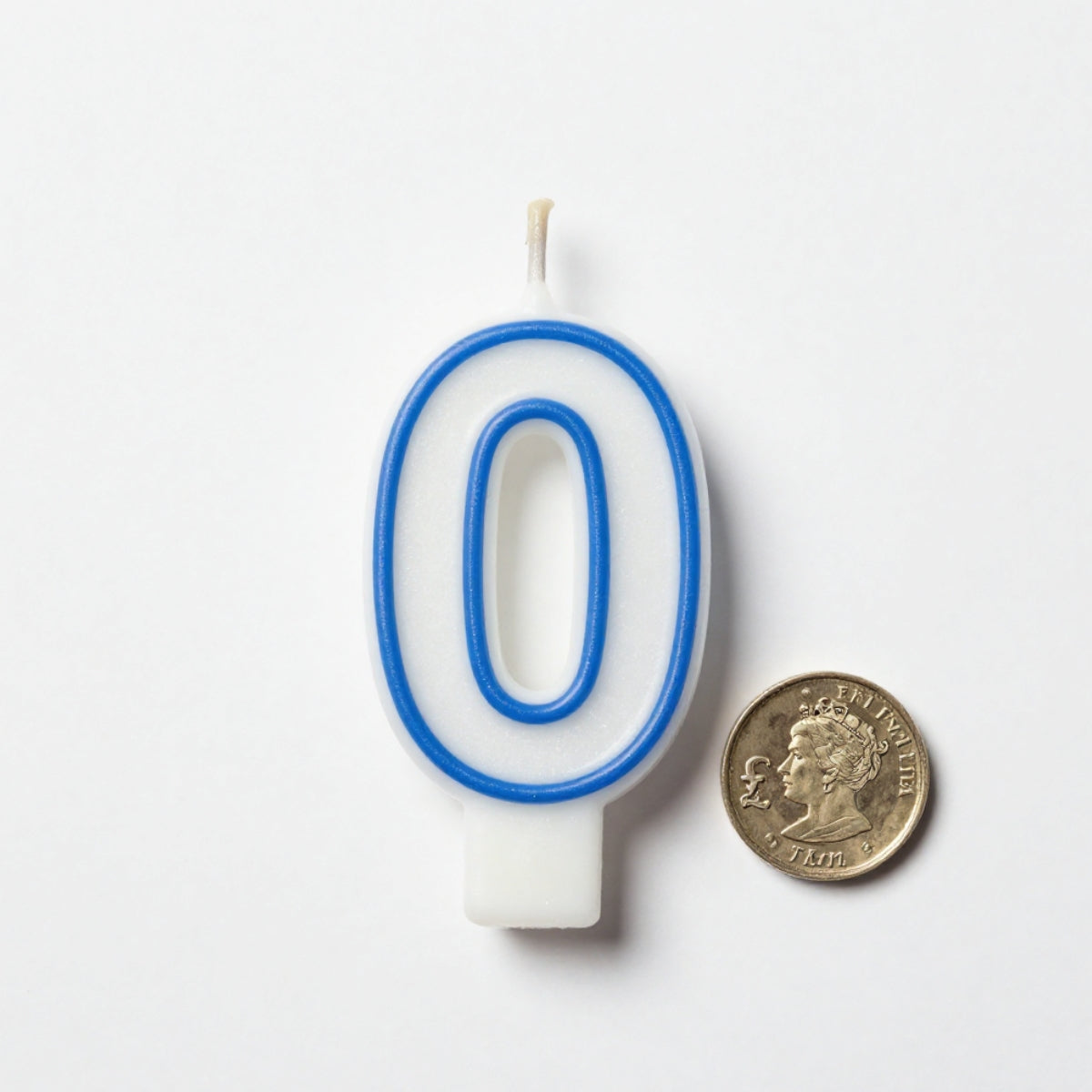Blue Coloured Number 0 Candle