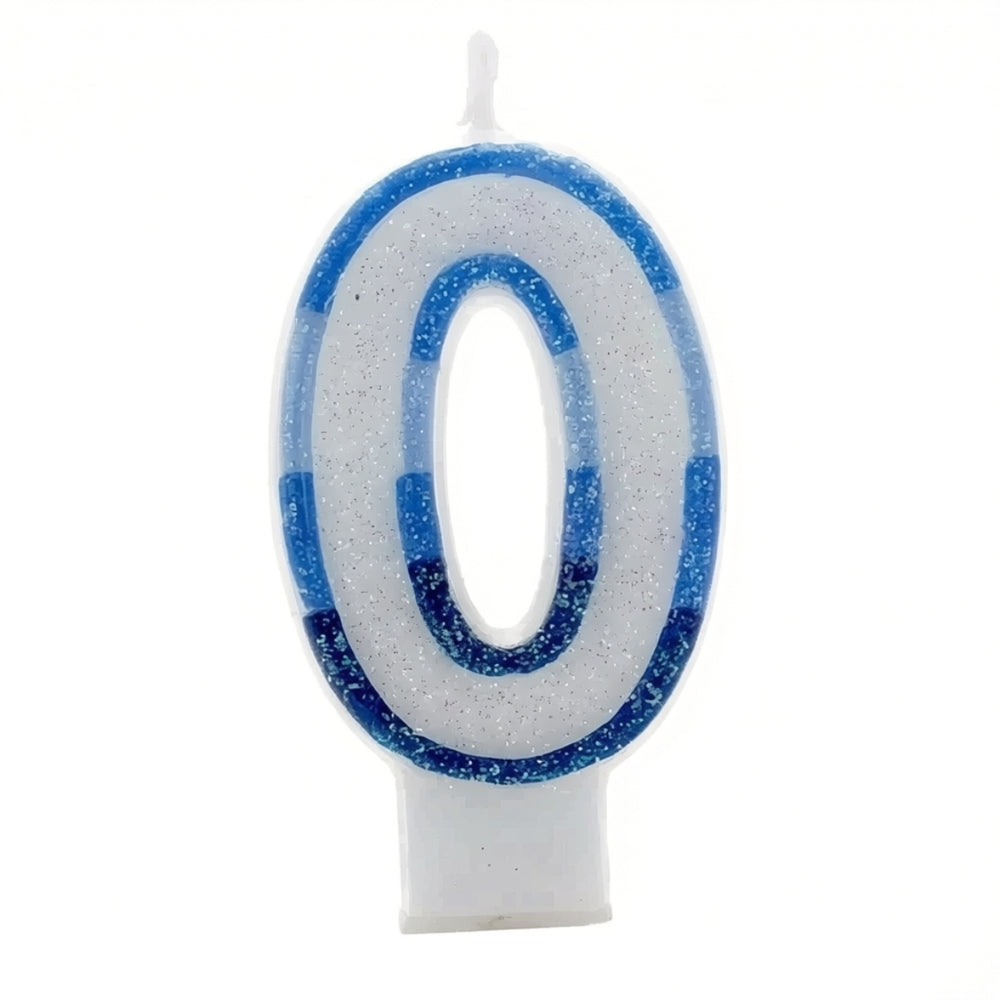 Blue Coloured Number 0 Candle