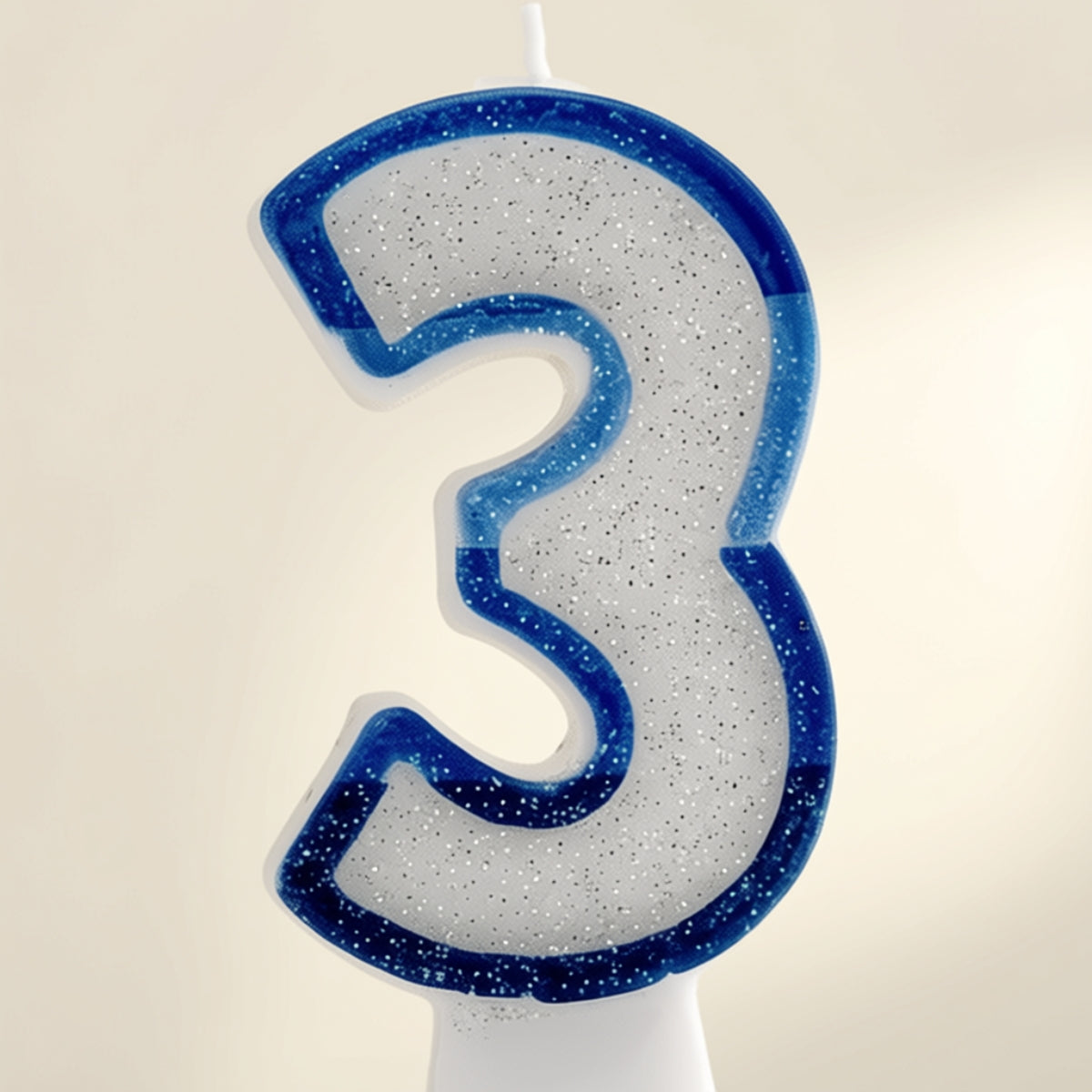 Blue Coloured Number 3 Candle