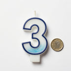 Blue Coloured Number 3 Candle