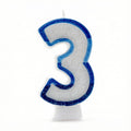 Blue Coloured Number 3 Candle