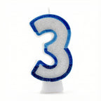 Blue Coloured Number 3 Candle