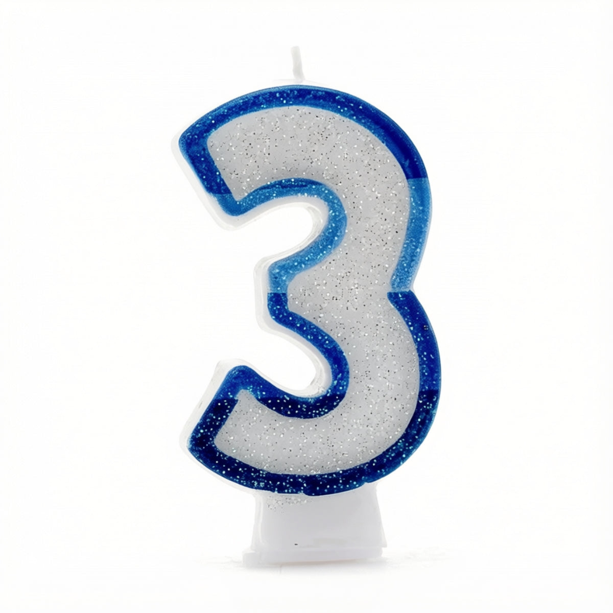 Blue Coloured Number 3 Candle
